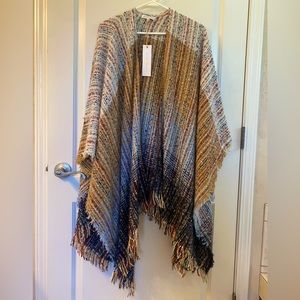 Woven Fringe Shawl Wrap Multi Color Ombre